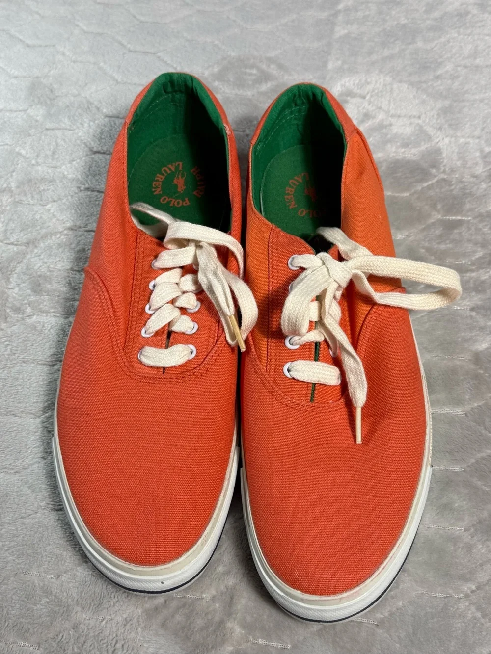 Vintage Polo Ralph Lauren World Class Orange Canvas Sneakers 12D‎ Korea